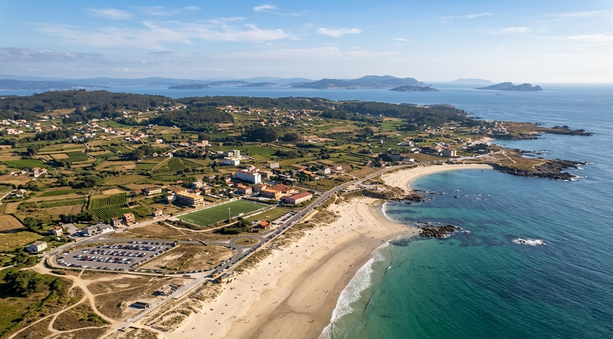 Playa de Espiñeira (A Lanzada), en Sanxenxo: el arenal vecino